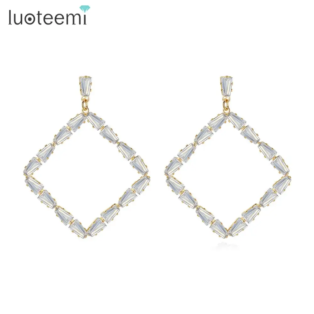 Корейские квадратные серьги-подвески LUOTEEMI с отверстиями для элегантных женщин