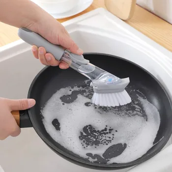 

household kitchen non-stick oil Automatic liquid addition cleaning brush long handle sponge brush dish brush pf8279