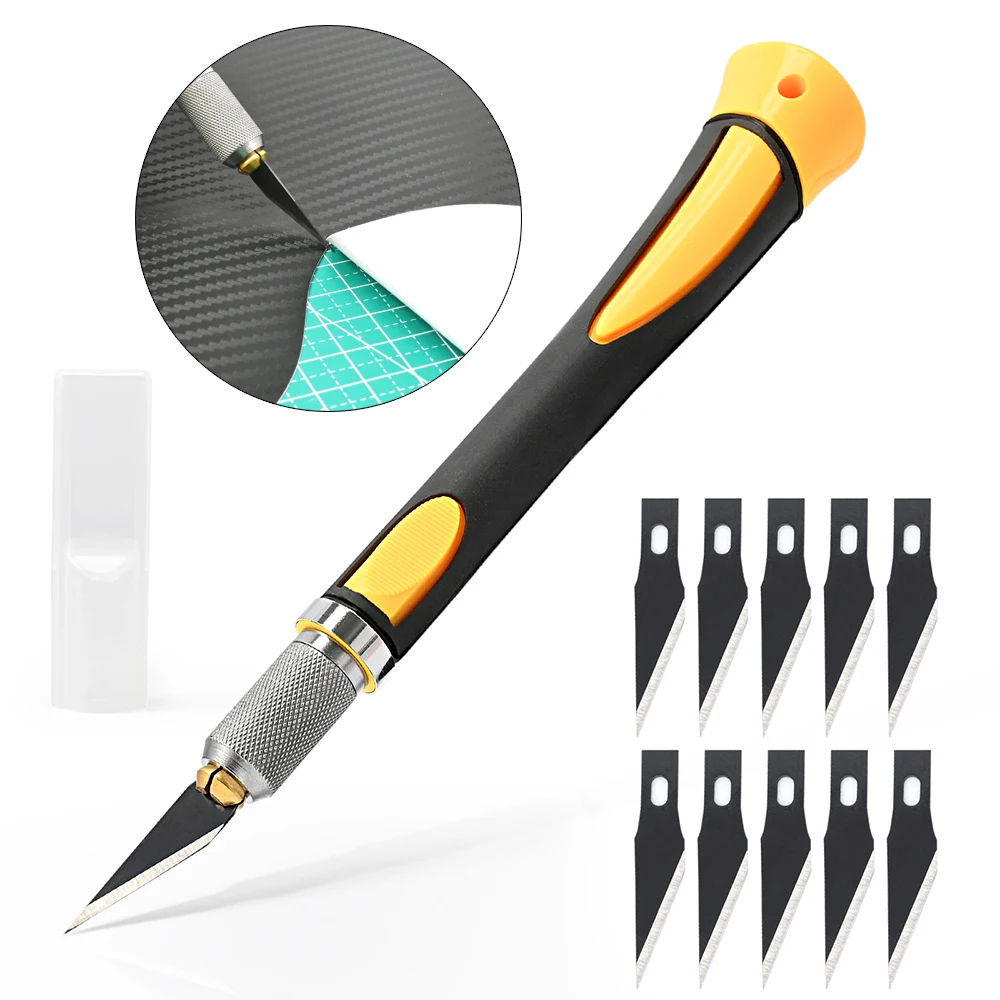 Foshio Cutting Film Vinyl Knife With Spare Scalpel Blades Carbon Fiber