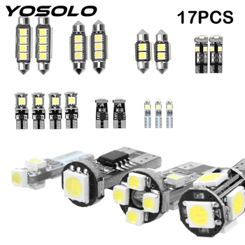 

YOSOLO 17Pcs/set T10 Car Bulbs Interior License Plate Lights Car Signal Lamp Error Free White Interior LED Light kits