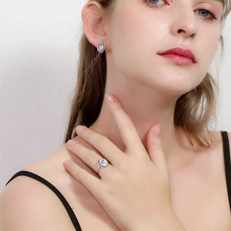 Black Awn Classic Silver Color Oval Black Trendy Spinel Engagement Hoop Earrings Women Jewelry Bijoux I149 Hoop Earrings Silver Earrings Silver Hoop Earrings Womens Earrings