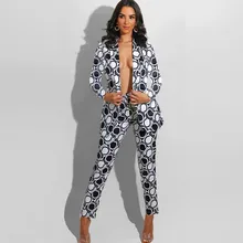 Blazer imprimé à manches longues pour femmes, ensemble deux pièces élégant pour le bureau, nouvelle collection 2021 