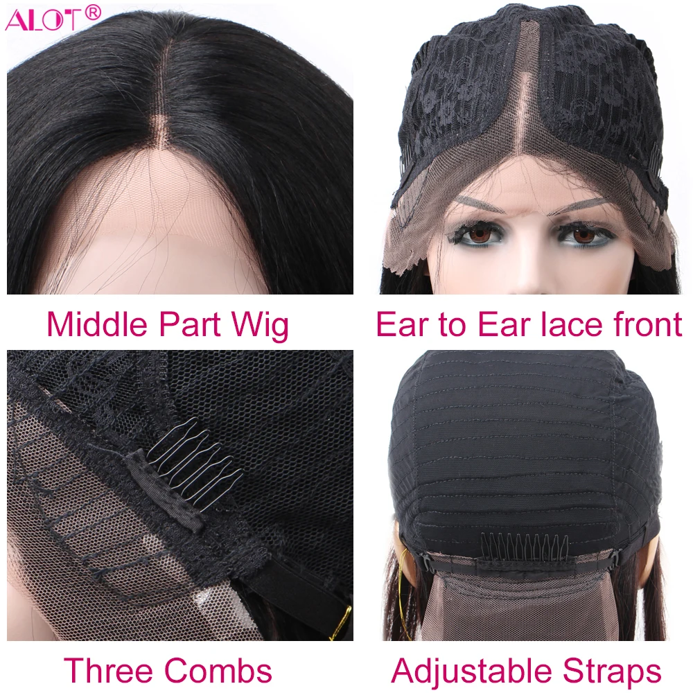 Lace Wig Pre Plucked With Baby Hair Brazilian Remy Kinky Straight Human Hair Wigs Glueless 13x1 Lace Part Wigs 180% 10-28 Inch