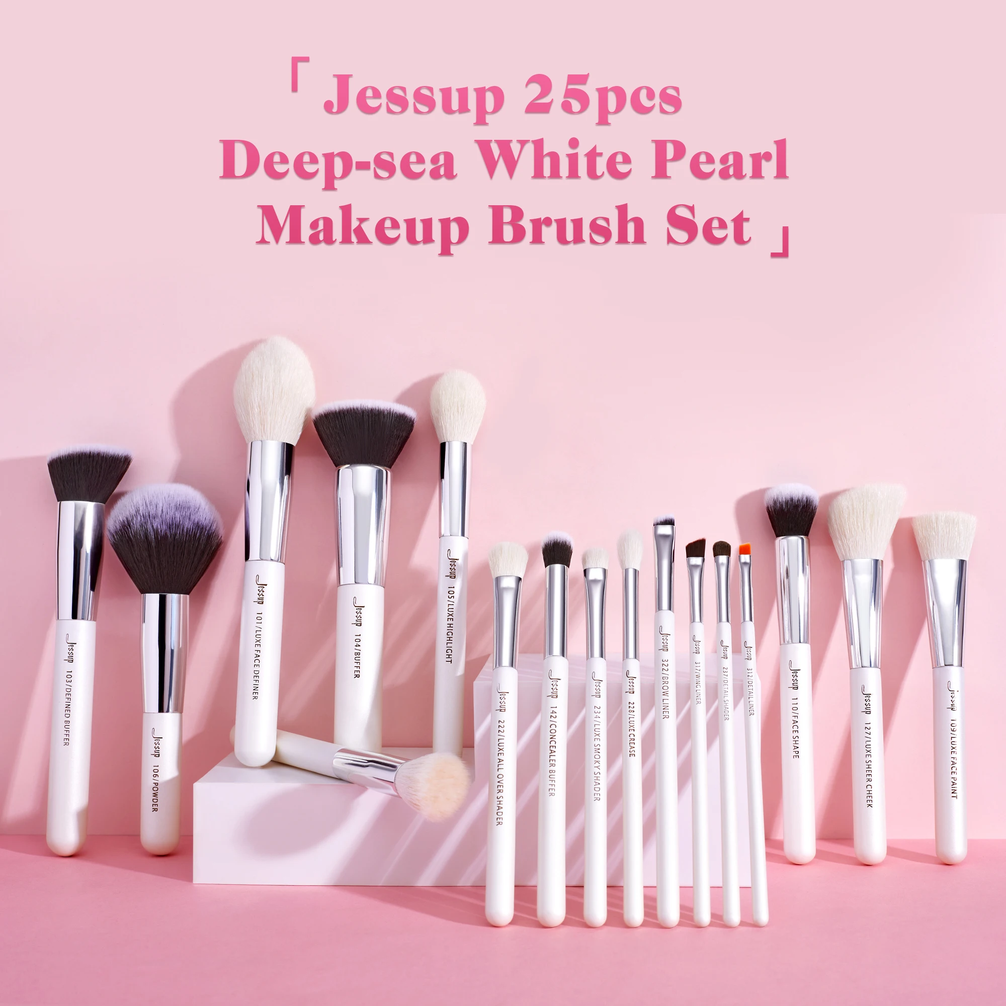 Jessup Makeup brushes set Pearl White/Silver Beauty Foundation Powder Eyeshadow Make up Brushes High quality 6pcs-25pcs