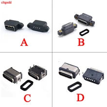 2 pçs micro usb tipo c 3.1 usb 2.0 fêmea jack 4p 6p 4 pés smd inline painel impermeável dwaterproof água diy conector reparo