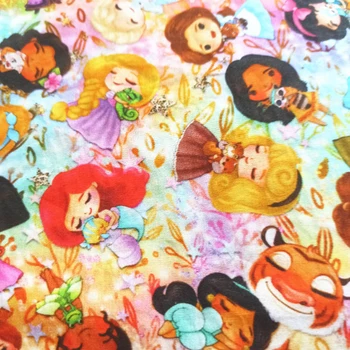 

148CM Cartoon Princess Printed Patchwork Cotton Fabric Printed Home Textile Sewing Quilting DIY Needlework Material