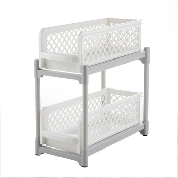 

Multifunction Double Layer Plastic Storage Rack Shelf Holder Freestanding Durable Kitchen Organization Storage Racks
