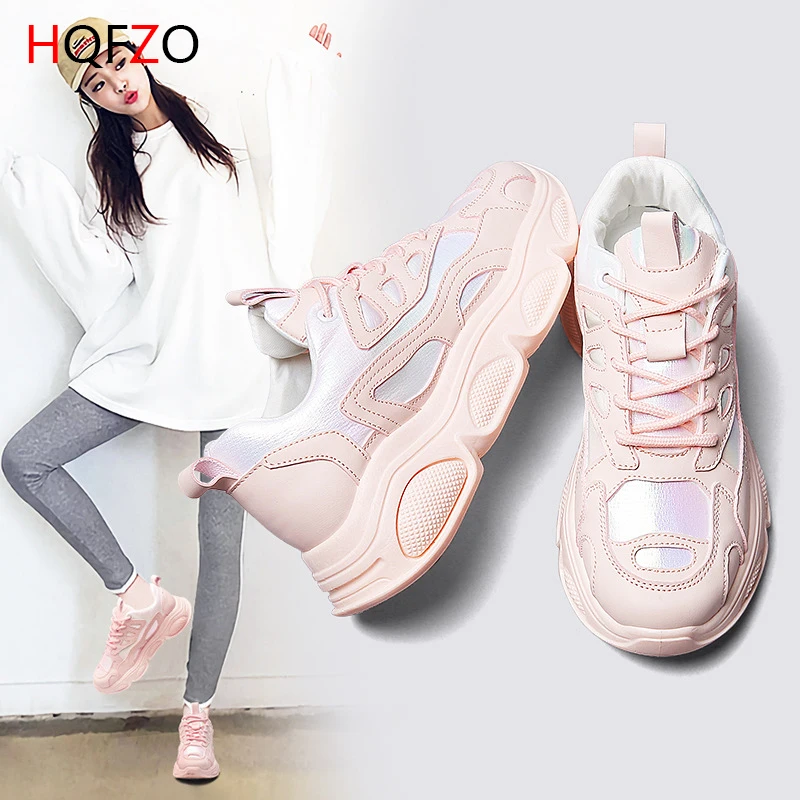 HQFZO Casual Women Autumn Sneakers Platform Chunky Sneakers For Women Vulcanize Shoes Zapatos De Mujer Basket Femme