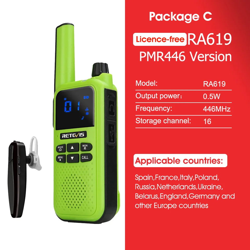 Retevis RA619 Walkie Talkie Rechargeable Two-way Radio Receiver PMR for Motorola Bluetooth-Compatible Walkie-talkies for hunting radio walkie talkie Walkie Talkie