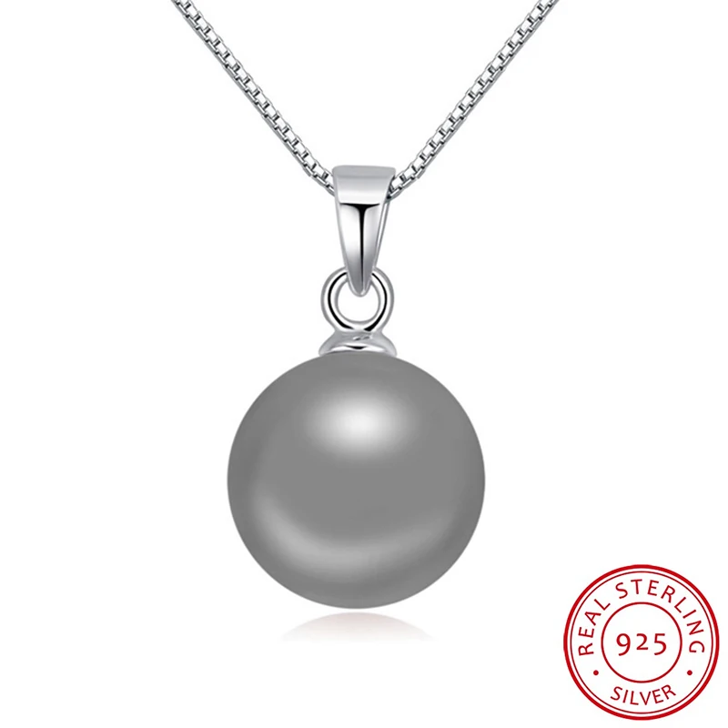 Классическое жемчужное ожерелье с подвеской, кристаллами от Swarovski, простые трендовые воротники, настоящее Серебро S925 пробы, хорошее ювелирное изделие для женщин и девушек, подарок - Цвет камня: Dark Grey