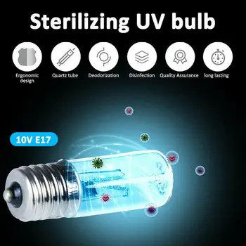 

10V Sterilizing UV Light Bulb Quartz Glass UV Lightbulb Shoe Cabinet Trash Can Wardrobe Germicidal Refrigerator Cleaning Tool