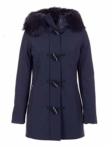 Rrd Cappotto mongomery Lady Fur, Cappuccio in Vera Pelliccia, Blu