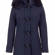 Rrd Cappotto mongomery Lady Fur, Cappuccio in Vera Pelliccia, Blu
