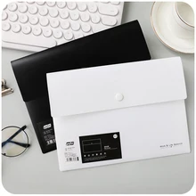 Пластиковая Сумка для документов, водонепроницаемая сумка для документов, черно-белая кнопка, застежка, бумажная папка, органайзер, расширяющийся кошелек, Студенческая поставка