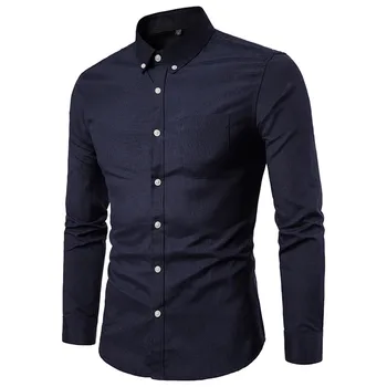 

Men's Shirt Casual Turn Down Collar Shirts Male 2020 Spring New Solid Color Long Sleeve Loose Cardigan Plus Size M-5XL RM50117