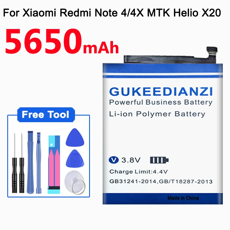 Аккумулятор GUKEEDIANZI BN41 для Xiaomi Redmi Note 4 MTK Helio X20 / 4X Pro Гб + 64 ГБ Высококачественная