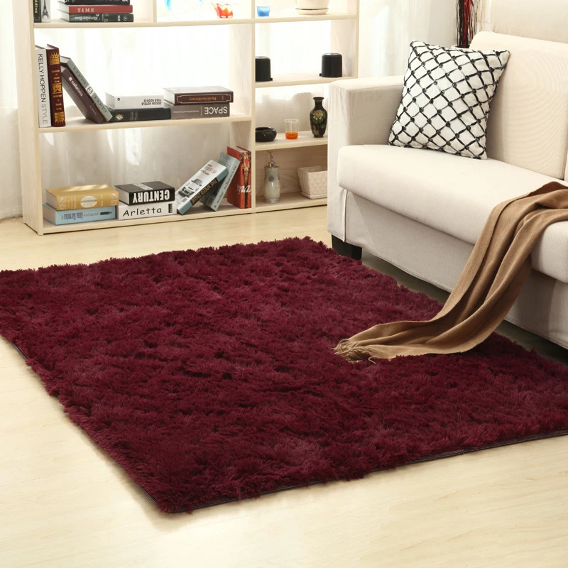 New 16 Color washed silk hair non-slip carpet living room coffee table blanket Bedroom bedside mat yoga rugs solid color plush