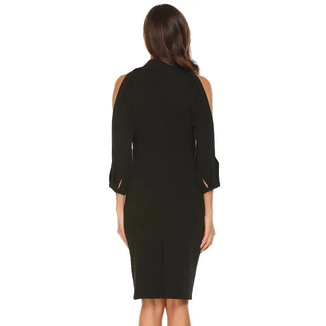Женские осенние платья Сексуальные Сплит Длинные рукава вечерние Bodycon Карандаш платье