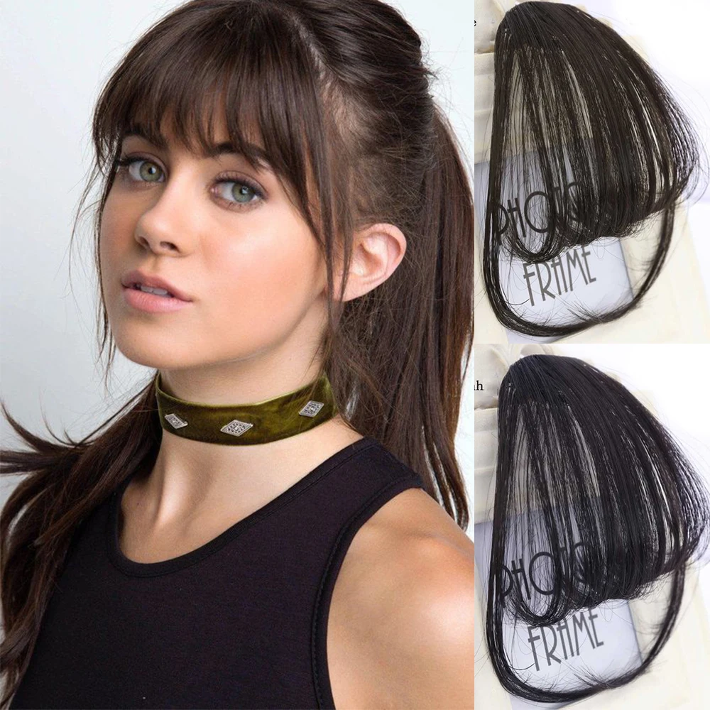 

Allaosify 2 Styles Neat Air Bangs Hair Piece With High Temperature Synthetic Hair Bangs 4 Colors For Choose