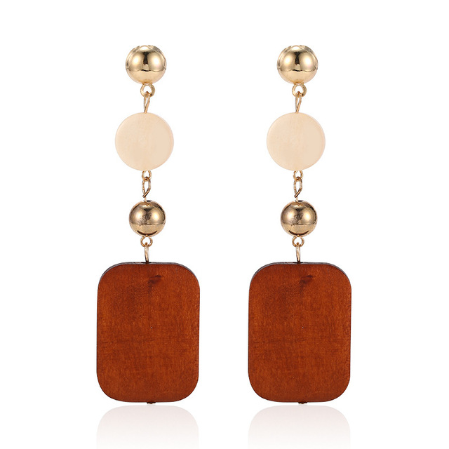 Flax Hemp Rope Round Ball Wood Women's Earrings 2020 New Style Long Yellow Blue White Candy Color Fashion Jewelry