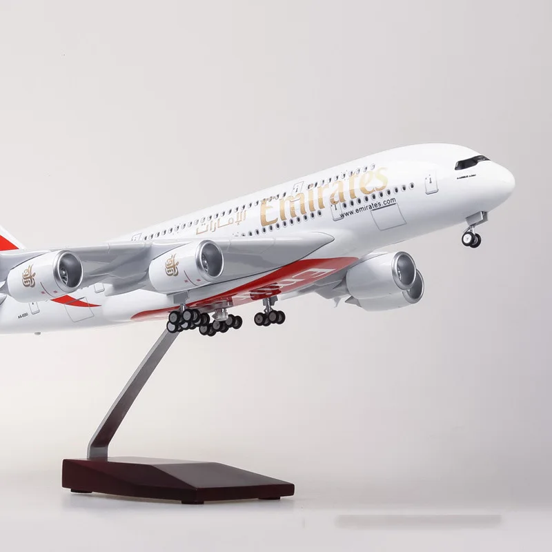 1/160 масштабная модель самолета Airbus EMIRATES A380 авиационная модель светодиодный светильник колесо литая Смола самолет Коллекция игрушек подарок