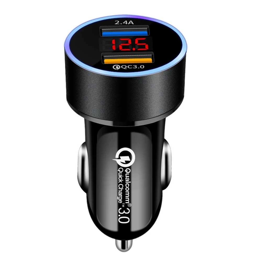 

Car Charger 3.1A Digital Display Dual USB Car Charger QC 3.0 USB 12V Car Adapter Cigarette Lighter Voltage Meter Car Accessories