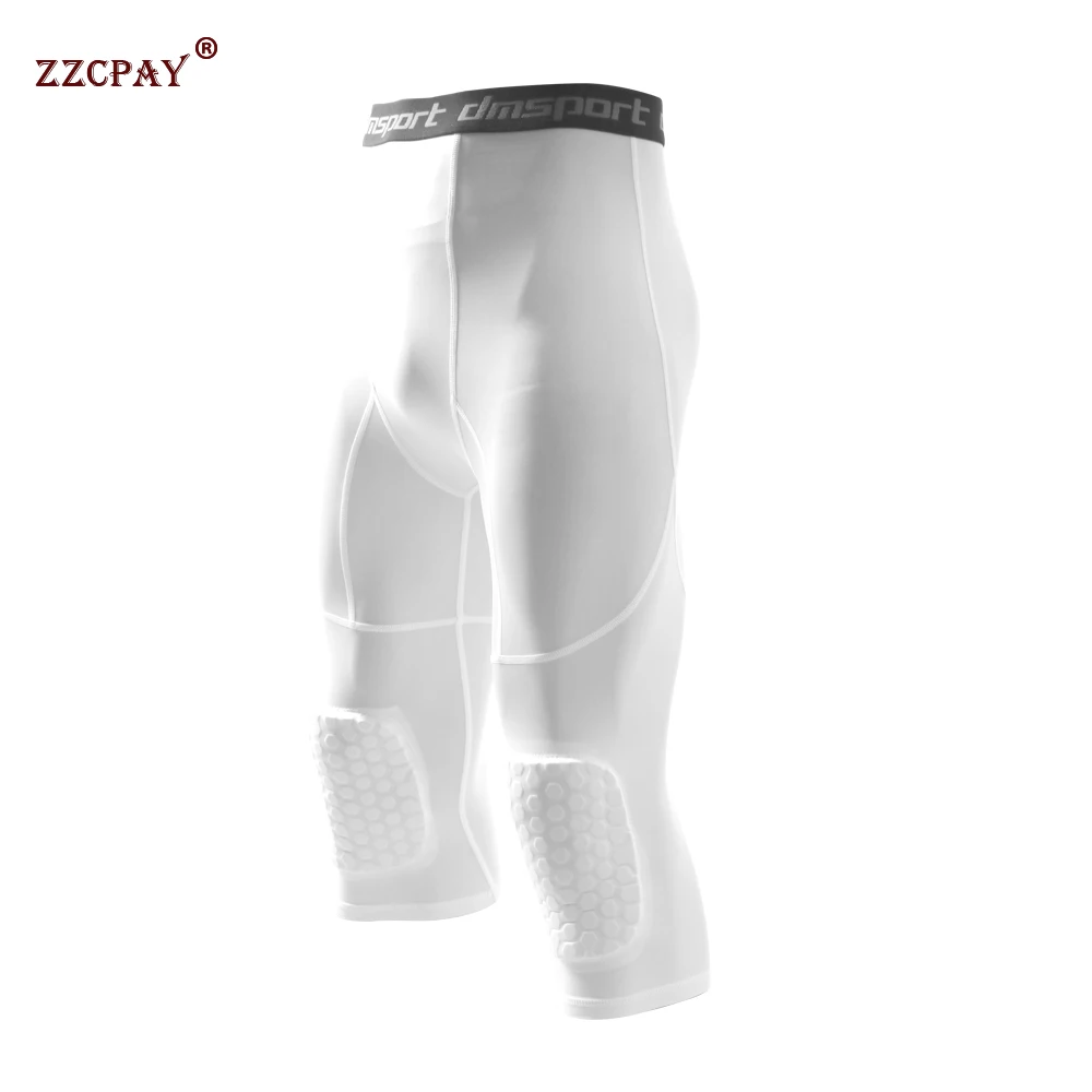 Men's Basketball Sports Tight Pants 3/4 Compression Workout Leggings Knee  Pads | eBay