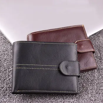 

New Leather Wallet Men's Genuine Leather Wallets Man Small card holder Wallets Vintage Short Purse for Male Coin Pocket Wallet
