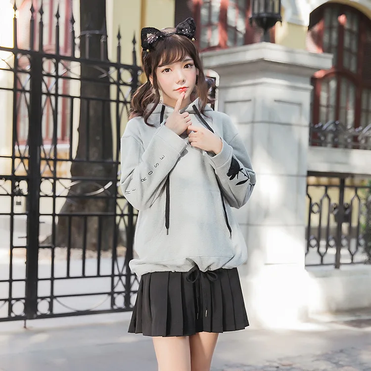 

Ono Shoujo Grab the ROSE rose embroidery mixed color Sexy sweet lolita pullover hooded sweaterSexy sweet lolita dress hoodie