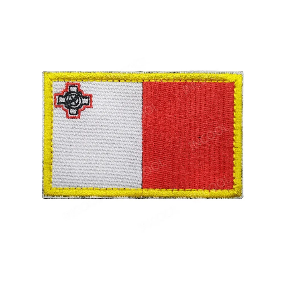 Malta Flag Африканский флаг, Египет, Кения, Нигерия, Ангола, туника, Марокко, Судана, Мальты, флаги, вышитые патчи-эмблемы, Аппликации, 3D значки - Цвет: Malta Flag