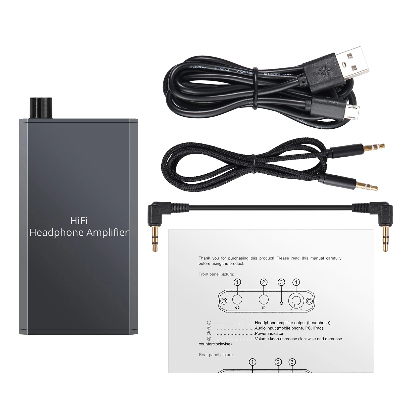 eSYNiC HiFi Headphone Amplifier with 3 5mm Jack Audio Cable Two stage Gain Switch Mini Earphone Amplifier Amp for Phones Laptops
