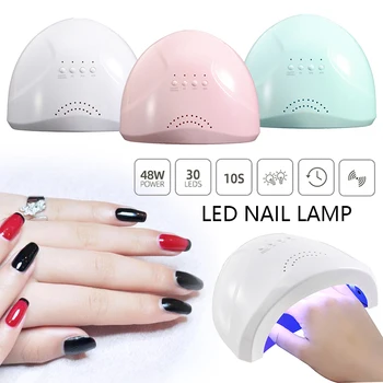 

48W LED UV Nail Drying Lamp Light Gel Polish Cure Nail Dryer 3 Timers 3 Colors White Type/30-LED Nail Art Tool