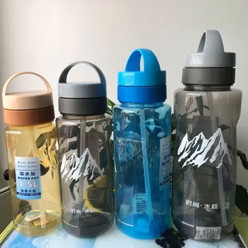 

1.5/2/2.5/3.5l Large Capacity Water Bottle With Handgrip Silicone Straw For Outdoor Sports Hiking Self-driving