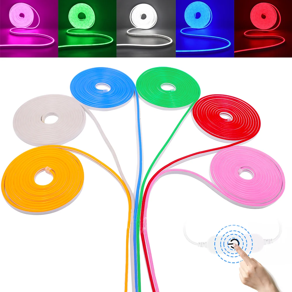 

Dimmable LED Strip Flexible Neon Light 12V 2835 Waterproof Luces Led Neon Ribbon Decoration Night Light 120Leds/M Neon Rope Tube