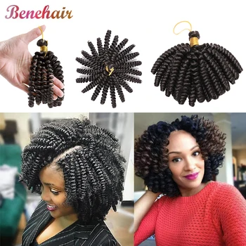 Benehair 6inch Short Jamacican Braids Crochet Hair Synthetic Ombre Black Brown Wine Red Curly Crochet braids for black women 1