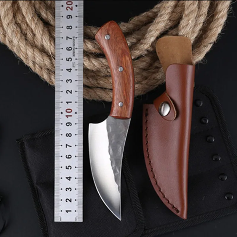 

High carbon steel fixed knife Straight Handmade forged hunting knife 58HRC Wooden handle Camping Tactical Survival Knife