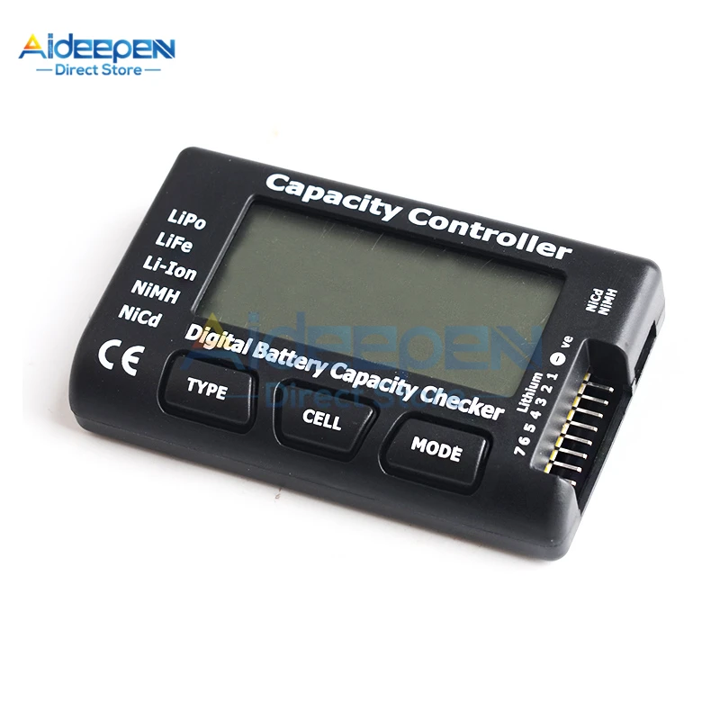 RC CellMeter 7Bit Rilevatore di capacità della batteria digitale per LiFe Litio Li-Ion Nichel Idrossido Cadmio Litio Polym