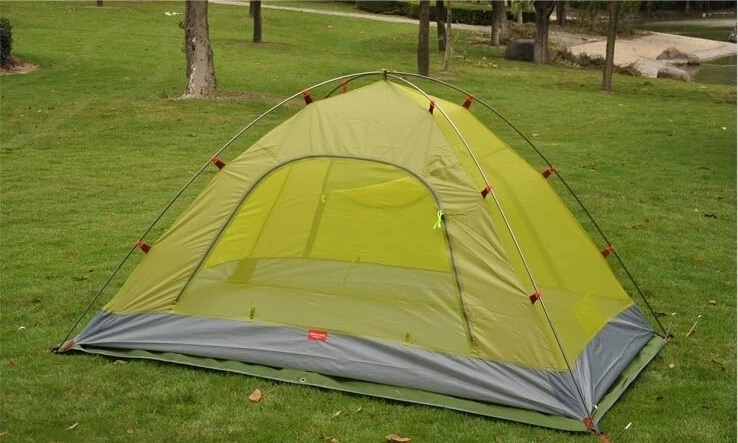 2 человека Открытый Кемпинг непромокаемый тент 3 Сезона Палатка с алюминиевым полюсом разделенная двухслойная складываемая палатка 200x130x110