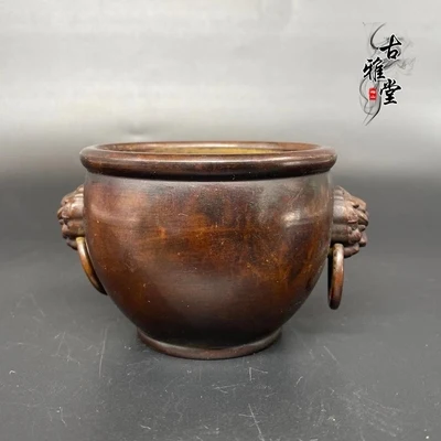 

Antique Pure Copper Small Tiger Head Jar Ornament, Exquisite