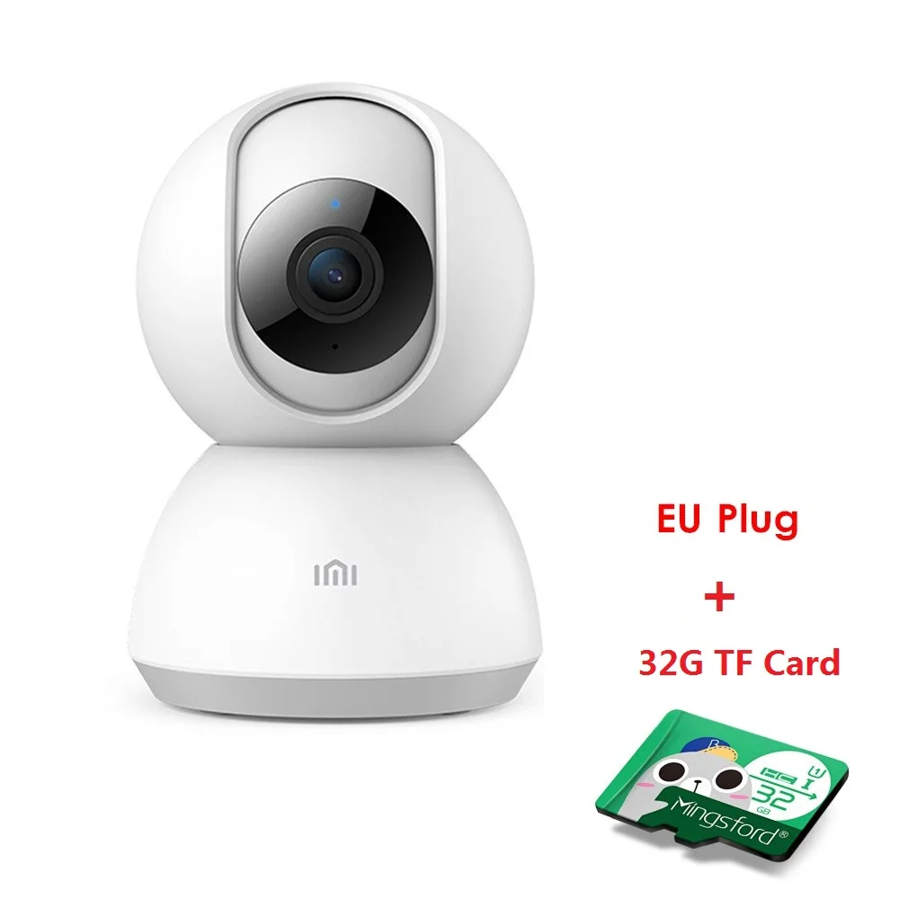 Обновленная версия Xiaomi Mijia Smart camera 1080P HD 360 градусов панорамирование ночного видения WiFi ip-камера с дистанционным управлением для дома - Цвет: EU Plug 32G Card