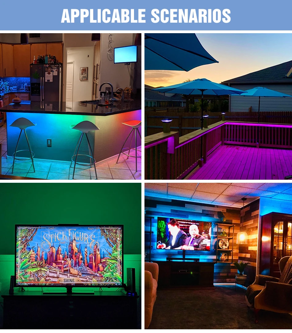 Luzes de Néon 20m para o Quarto Tira Impermeável Fita Flexível Controle Remoto Lâmpada 5m 10m 15m Decoracion 12v Led Rgb 5050 21 Luzes e Iluminação