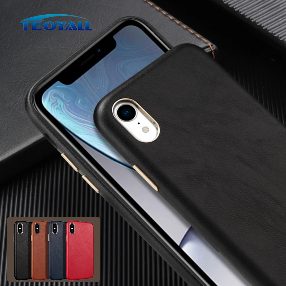 Роскошный кожаный чехол для телефона iPhone XR X XS Max 7 8 6 6s Plus на с металлической