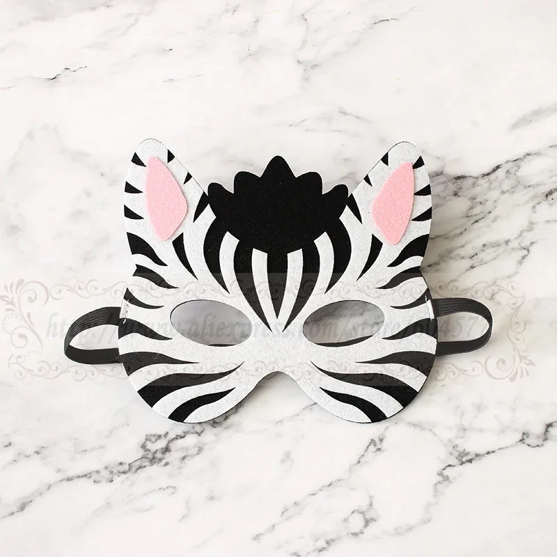 M59-Zebra-mask Костюмы животных; маски для детей на Хэллоуин; вечерние фетровые маски для костюмированной вечеринки для мальчиков и девочек с изображением волка и тигра - Цвет: M59-Zebra-mask