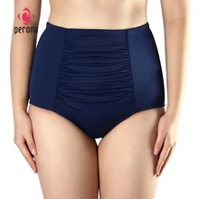 PERONA, для женщин, плюс размер, для плавания, с рюшами, бикини, Ретро стиль, танкини, низ, для плавания, одежда для плавания, штаны с высокой талией, однотонный, короткий купальник