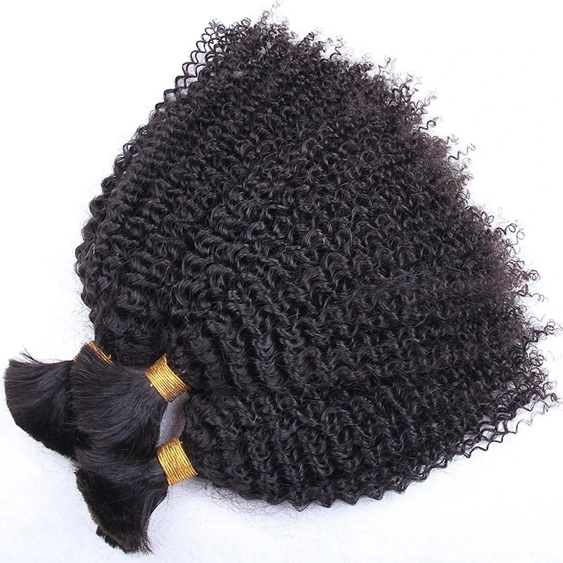 Bulk dei capelli umani ricci crespi Afro mongoli per intrecciare nessuna trama estensioni dei pacchi dei capelli umani ricci crespi per le donne nere 100g