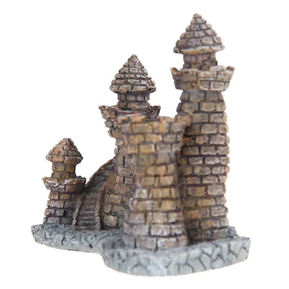 Small Castle Wall Ruins Rustic Aquarium Ornament Fish Tank Decoration Gift