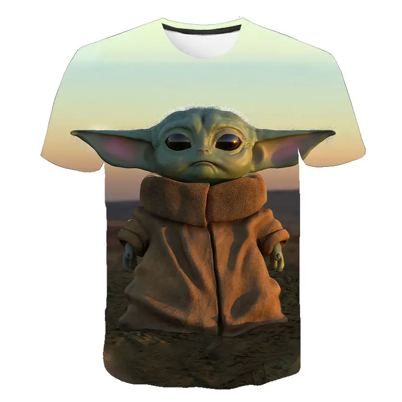 

3D Printed Mandalorian Baby Yoda T Shirt Men Women Summer Short Sleeve Tops Boy Girl Children's Tees Star Wars Cool T-shirt