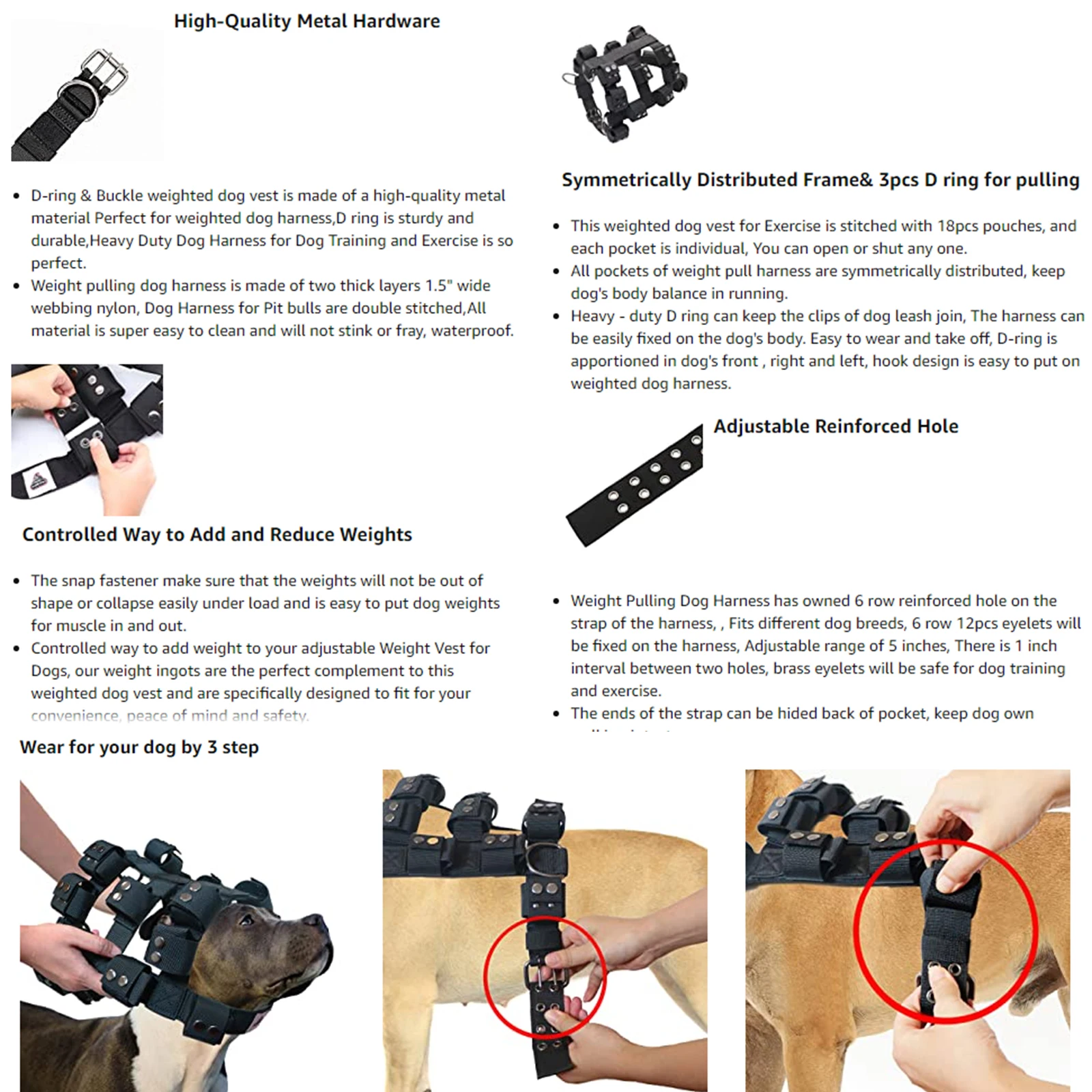 Dog Harness No Pull Dog Pockets Weighted Harness JSW Mall