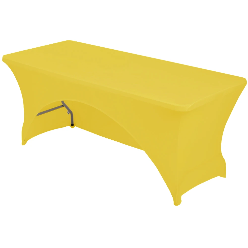 Yellow 4 фута 6 футов 5 футов 8 футов спандекс лайкра кухня обеденный стол льняная ткань Свадьба DJ арочные скатерти для прямоугольного стола - Цвет: Yellow