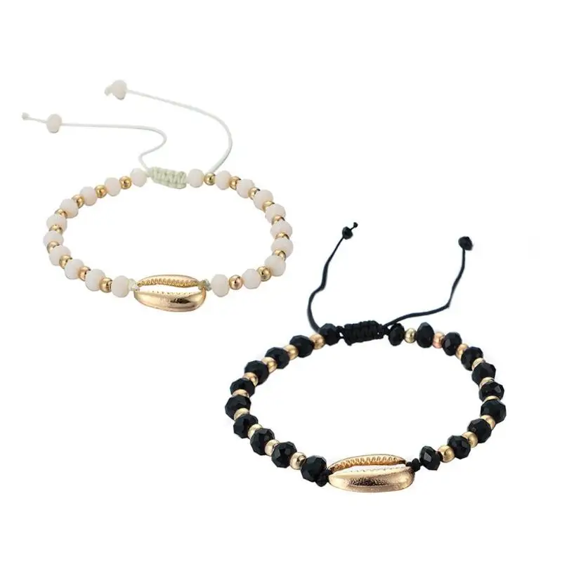 2pcs Beads Shell Bracelet Boho Vintage Bangle Cuff Charm Women Jewelry Gift Bead Handmade Conch Hand Dropshipping